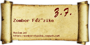 Zombor Füzike névjegykártya